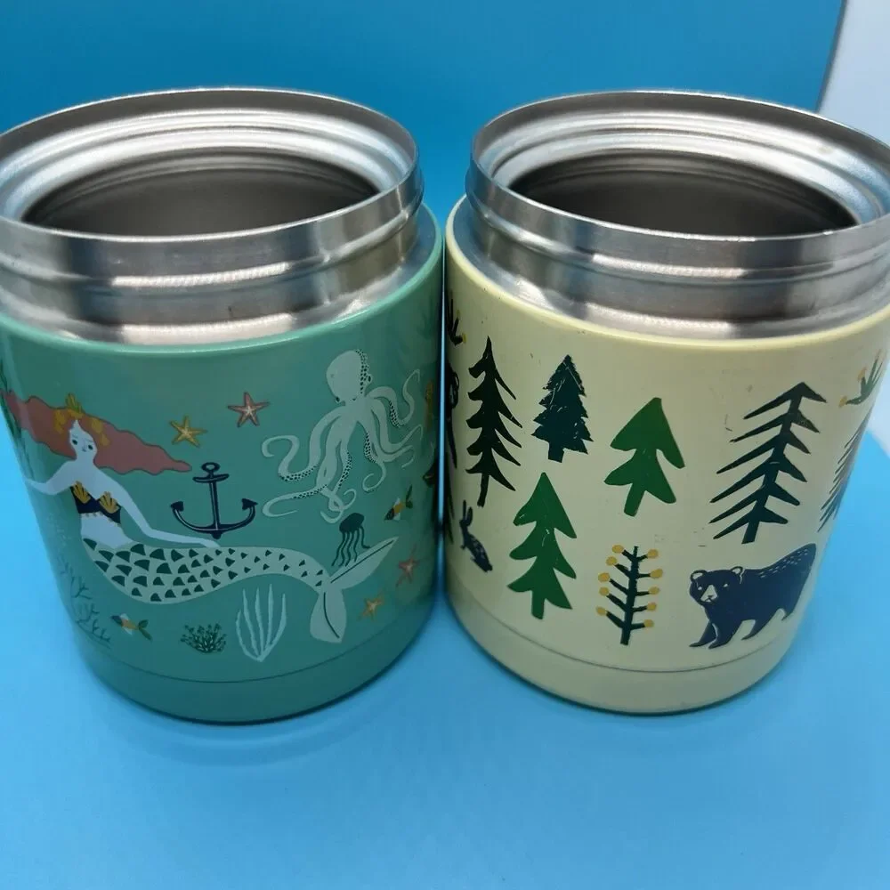 2 Stainless Steel Insulated Lunch 13oz Thermos for Kids Bear Mermaid